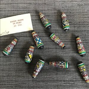 PERUVIAN HANDMADE CERAMIC TEARDRP INCA DESIGN BEAD